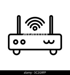 A minimalist illustration of a wireless router with a Wi-Fi signal icon. This design is perfect for technology-related projects and communication them Stock Vector
