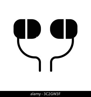 Clean and modern icon of earbuds designed for music and audio applications. Perfect for technology-related projects focused on sound or entertainment Stock Vector