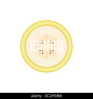 Flat vector banana slice with seeds. Clean and minimal design. Great for breakfast packaging, healthy snacks branding, kids books, fruit menus, and ed Stock Vector