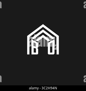Letter BO house roof shape logo creative real estate monogram logo style vector graphic Stock Vector
