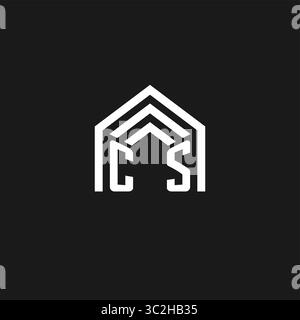 Letter CS house roof shape logo creative real estate monogram logo style vector graphic Stock Vector
