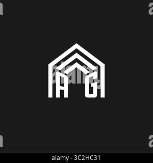 Letter AG house roof shape logo creative real estate monogram logo style vector graphic Stock Vector