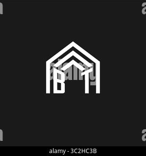 Letter BT house roof shape logo creative real estate monogram logo style vector graphic Stock Vector