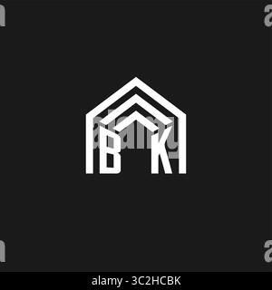 Letter BK house roof shape logo creative real estate monogram logo style vector graphic Stock Vector
