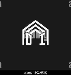 Letter DI house roof shape logo creative real estate monogram logo style vector graphic Stock Vector