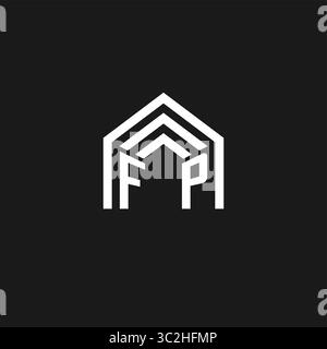 Letter FP house roof shape logo creative real estate monogram logo style vector graphic Stock Vector