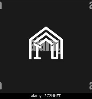 Letter IU house roof shape logo creative real estate monogram logo style vector graphic Stock Vector