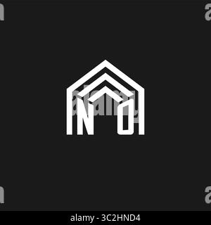 Letter NO house roof shape logo creative real estate monogram logo style vector graphic Stock Vector
