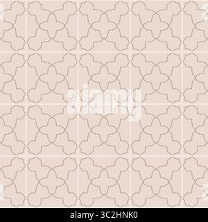 Line elegant simple geometric tile seamless pattern. Thin outline ornamental vector art deco background fpr wrap, paper, wallpaper. Stock Vector