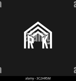 Letter RK house roof shape logo creative real estate monogram logo style vector graphic Stock Vector