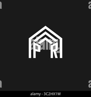 Letter PR house roof shape logo creative real estate monogram logo style vector graphic Stock Vector