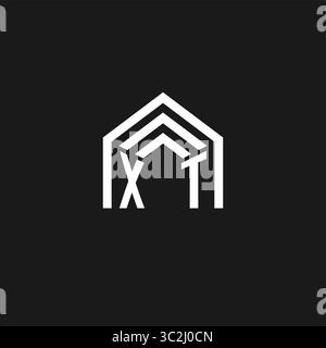 Letter XT house roof shape logo creative real estate monogram logo style vector graphic Stock Vector