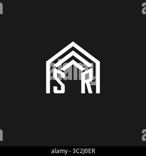 Letter SR house roof shape logo creative real estate monogram logo style vector graphic Stock Vector