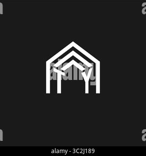 Letter TY house roof shape logo creative real estate monogram logo style vector graphic Stock Vector