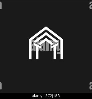 Letter TT house roof shape logo creative real estate monogram logo style vector graphic Stock Vector