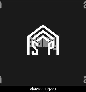 Letter SP house roof shape logo creative real estate monogram logo style vector graphic Stock Vector