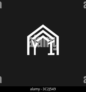 Letter YI house roof shape logo creative real estate monogram logo style vector graphic Stock Vector