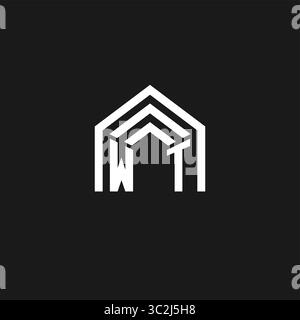 Letter WT house roof shape logo creative real estate monogram logo style vector graphic Stock Vector