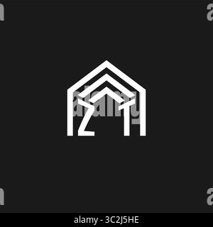 Letter ZT house roof shape logo creative real estate monogram logo style vector graphic Stock Vector