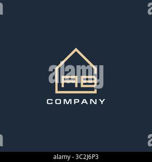Initial letter AB real estate logo with simple roof style design ideas vector graphic vector graphic Stock Vector