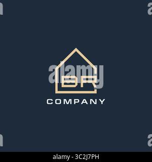Initial letter BR real estate logo with simple roof style design ideas vector graphic vector graphic Stock Vector