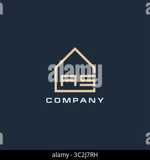Initial letter AS real estate logo with simple roof style design ideas vector graphic vector graphic Stock Vector