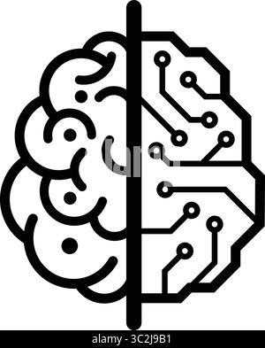 Circuit board designs resembling human brains showcase technology and Artificial intelligence Stock Vector