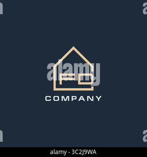 Initial letter FD real estate logo with simple roof style design ideas vector graphic vector graphic Stock Vector