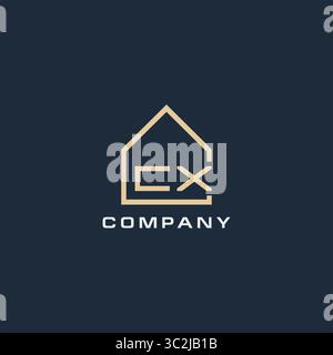 Initial letter CX real estate logo with simple roof style design ideas vector graphic vector graphic Stock Vector