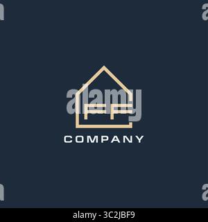 Initial letter FF real estate logo with simple roof style design ideas vector graphic vector graphic Stock Vector