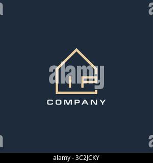 Initial letter IP real estate logo with simple roof style design ideas vector graphic vector graphic Stock Vector