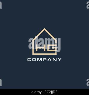 Initial letter HG real estate logo with simple roof style design ideas vector graphic vector graphic Stock Vector