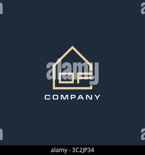 Initial letter OF real estate logo with simple roof style design ideas vector graphic vector graphic Stock Vector