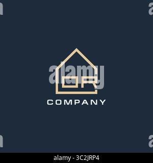 Initial letter OR real estate logo with simple roof style design ideas vector graphic vector graphic Stock Vector