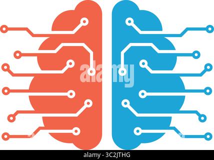 Circuit board icon design resembling human brains showcase technology and Artificial intelligence Stock Vector