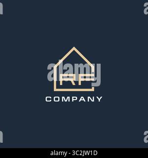 Initial letter RF real estate logo with simple roof style design ideas vector graphic vector graphic Stock Vector