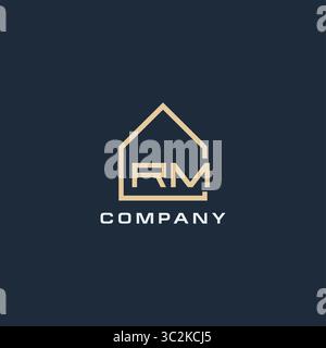 Initial letter RM real estate logo with simple roof style design ideas vector graphic vector graphic Stock Vector