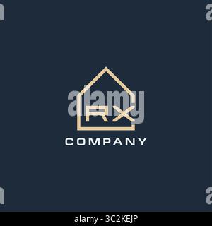 Initial letter RX real estate logo with simple roof style design ideas vector graphic vector graphic Stock Vector