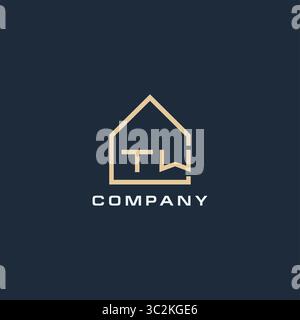 Initial letter TW real estate logo with simple roof style design ideas vector graphic vector graphic Stock Vector