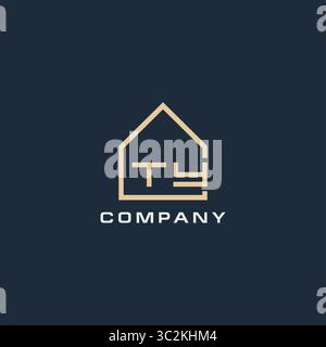 Initial letter TY real estate logo with simple roof style design ideas vector graphic vector graphic Stock Vector
