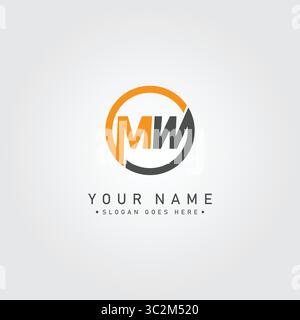 Abstract Letter MW Logo - Initial Monogram Template for Alphabet M and W Stock Vector