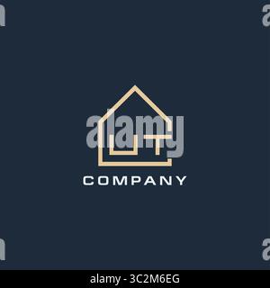 Initial letter WT real estate logo with simple roof style design ideas vector graphic vector graphic Stock Vector