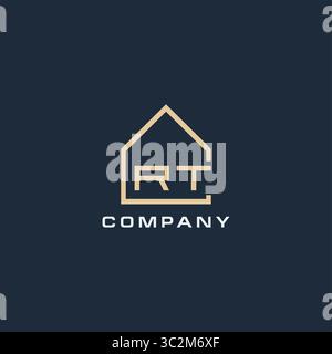 Initial letter RT real estate logo with simple roof style design ideas vector graphic vector graphic Stock Vector