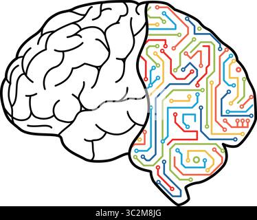 Circuit board icon design resembling human brains showcase technology and Artificial intelligence Stock Vector