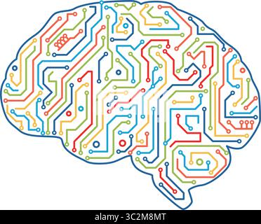 Circuit board icon design resembling human brains showcase technology and Artificial intelligence Stock Vector