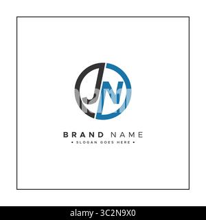 Creative Monogram for Initial Letter JN Logo - Minimal Vector Logo Template for alphabet J & N Stock Vector