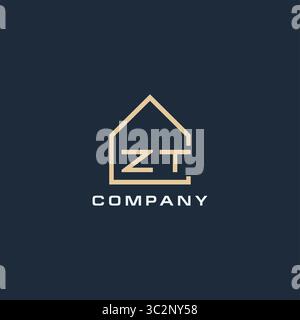 Initial letter ZT real estate logo with simple roof style design ideas vector graphic vector graphic Stock Vector