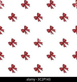 A vectors seamless pattern of red bows on a white background, ideal for festive designs and decorations. Stock Vector