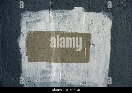 Brown, white, and blue painted wall abstract design, background Stock Photo