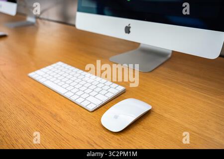 July 22, 2019 - Shanghai, China - Apple iMac, Magic Keyboard and Magic Mouse 2 seen in an Apple store in Shanghai. (Credit Image: © Alex Tai/SOPA Images via ZUMA Wire) Stock Photo